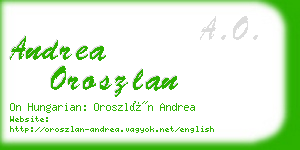 andrea oroszlan business card